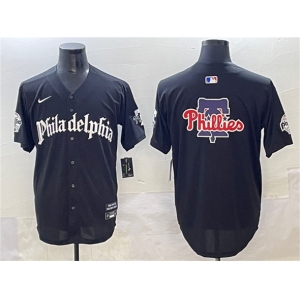 Men's Philadelphia Phillies Team Big Logo Black GOTHIC Vapor Limited Stitched Jersey