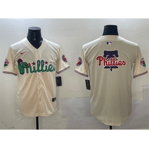 Men's Philadelphia Phillies Team Big Logo Cream Phanatic Limited Stitched Jersey