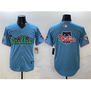 Men's Philadelphia Phillies Team Big Logo Light Blue Phanatic Limited Stitched Jersey