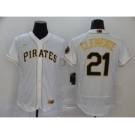 Men's Nike Pirates #21 Roberto Clemente White Gold 2020 Baseball Flexbase Jersey