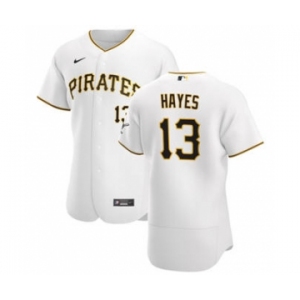 Men's Nike Pittsburgh Pirates #13 Ke'Bryan Hayes White Home 2020 Authentic Player Baseball Jersey