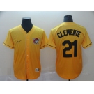 Men's Nike Pittsburgh Pirates #21 Roberto Clemente Gold Drift Fashion MLB Jersey