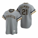 Men's Nike Pittsburgh Pirates #21 Roberto Clemente Gray Cooperstown Collection Road Stitched Baseball Jersey