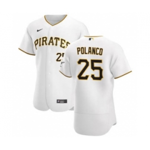 Men's Nike Pittsburgh Pirates #25 Gregory Polanco White Home 2020 Authentic Player Baseball Jersey