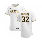 Men's Nike Pittsburgh Pirates #32 Geoff Hartlieb White Home 2020 Authentic Player Baseball Jersey