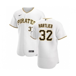 Men's Nike Pittsburgh Pirates #32 Geoff Hartlieb White Home 2020 Authentic Player Baseball Jersey