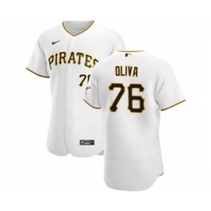 Men's Nike Pittsburgh Pirates #76 Jared Oliva White Home 2020 Authentic Player Baseball Jersey