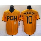 Men's Pittsburgh Pirates #10 Bryan Reynolds Gold 2023 City Connect Stitched Jersey