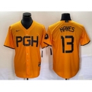 Men's Pittsburgh Pirates #13 KeBryan Hayes Gold 2023 City Connect Stitched Jersey 1