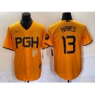 Men's Pittsburgh Pirates #13 KeBryan Hayes Gold 2023 City Connect Stitched Jersey