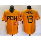 Men's Pittsburgh Pirates #13 KeBryan Hayes Number Gold 2023 City Connect Stitched Jersey