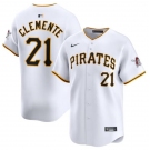 Men's Pittsburgh Pirates #21 Roberto Clemente White Home Limited Baseball Stitched Jersey