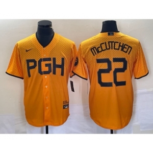 Men's Pittsburgh Pirates #22 Andrew McCutchen Gold 2023 City Connect Stitched Jersey 1