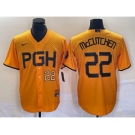 Men's Pittsburgh Pirates #22 Andrew McCutchen Number Gold 2023 City Connect Stitched Jersey