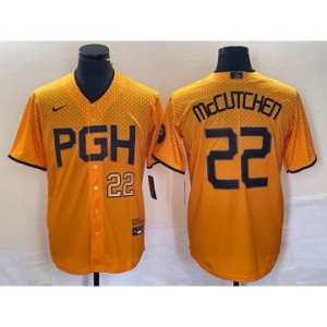 Men's Pittsburgh Pirates #22 Andrew McCutchen Number Gold 2023 City Connect Stitched Jersey