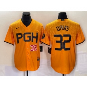 Men's Pittsburgh Pirates #32 Henry Davis Number Yellow 2023 City Connect Stitched Jersey1