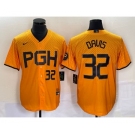 Men's Pittsburgh Pirates #32 Henry Davis Number Yellow 2023 City Connect Stitched Jersey2