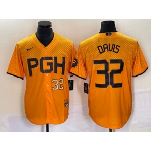 Men's Pittsburgh Pirates #32 Henry Davis Number Yellow 2023 City Connect Stitched Jersey