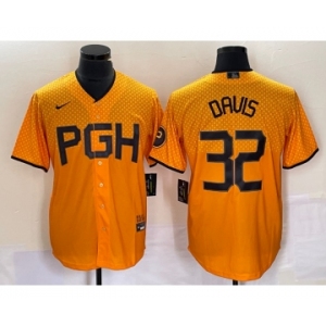 Men's Pittsburgh Pirates #32 Henry Davis Yellow 2023 City Connect Stitched Jersey
