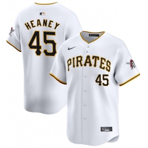 Men's Pittsburgh Pirates #45 Andrew Heaney White 2025 Home Limited Stitched Baseball Jersey