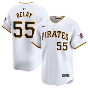 Men's Pittsburgh Pirates #55 Jason Delay White Home Limited Baseball Stitched Jersey