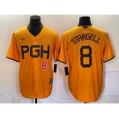 Men's Pittsburgh Pirates #8 Willie Stargell Number Gold 2023 City Connect Stitched Jersey