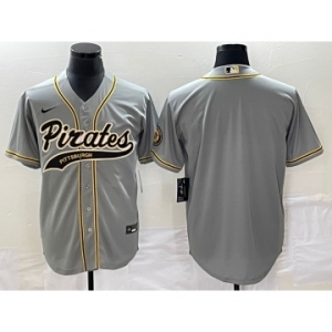 Men's Pittsburgh Pirates Blank Grey Cool Base Stitched Baseball Jersey