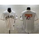 Men's Pittsburgh Pirates Team Big Logo White Home Limited Stitched Baseball Jersey