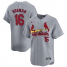 Men St Louis Cardinals #16 Nolan Gorman Grey 2024 Away Limited Stitched Baseball Jersey