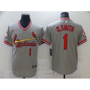 Men's Nike St. Louis Cardinals #1 Ozzie Smith Grey Retro Baseball Jersey