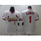 Men's Nike St. Louis Cardinals #1 Ozzie Smith White Retro Baseball Jersey