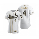 Men's Nike St. Louis Cardinals #4 Yadier Molina White 2020 Authentic Golden Edition Baseball Jersey