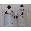 Men's Nike St. Louis Cardinals #4 Yadier Molina Yadi White USA Flag Fashion Flex Base Authentic Baseball Jersey