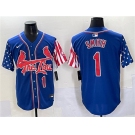 Men's St. Louis Cardinals #1 Ozzie Smith Royal Independence Day Vapor Premier Limited Stitched Baseball Jersey