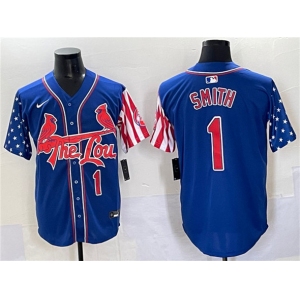 Men's St. Louis Cardinals #1 Ozzie Smith Royal Independence Day Vapor Premier Limited Stitched Baseball Jersey