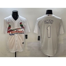 Men's St. Louis Cardinals #1 Ozzie Smith White Cool Base Stitched Baseball Jersey