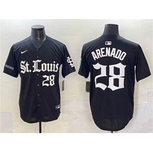 Men's St. Louis Cardinals #28 Nolan Arenado Black 'Gothic Legacy Edition' Vapor Premier Limited Stitched Baseball Jersey