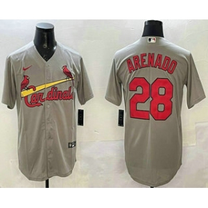 Men's St Louis Cardinals #28 Nolan Arenado Grey Stitched Cool Base Nike Jersey
