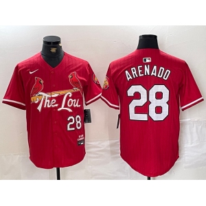 Men's St. Louis Cardinals #28 Nolan Arenado Red 2024 City Connect Limited Stitched Baseball Jersey