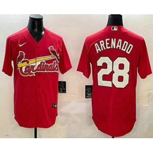 Men's St Louis Cardinals #28 Nolan Arenado Red Stitched Cool Base Nike Jersey