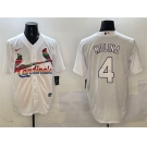 Men's St. Louis Cardinals #4 Yadier Molina White Cool Base Stitched Baseball Jersey