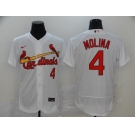 Men's St. Louis Cardinals #4 Yadier Molina White Home Flex Base Authentic Collection Baseball Jersey