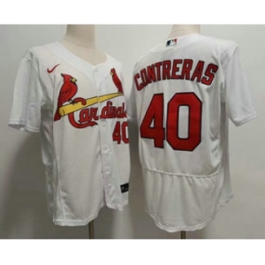 Men's St Louis Cardinals #40 Willson Contreras White Stitched MLB Flex Base Nike Jersey
