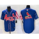 Men's St. Louis Cardinals Team Big Logo Royal Independence Day Vapor Premier Limited Stitched Baseball Jersey