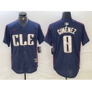 Men's Cleveland Guardians #0 Andres Gimenez Navy 2024 City Connect Limited Stitched Jersey