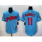 Men's Cleveland Guardians #11 José Ramírez Blue Vapor Premier Limited Stitched Baseball Jersey