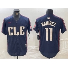 Men's Cleveland Guardians #11 Jose Ramirez Navy 2024 City Connect Limited Stitched Jersey