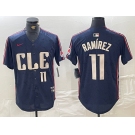 Men's Cleveland Guardians #11 Jose Ramirez Number Navy 2024 City Connect Limited Stitched Jersey