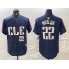 Men's Cleveland Guardians #22 Josh Naylor Number Navy 2024 City Connect Limited Stitched Jersey