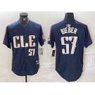 Men's Cleveland Guardians #22 Shane Bieber Number Navy 2024 City Connect Limited Stitched Jersey